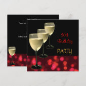 Invitation 30e anniversaire de fête Boissons Lunettes Noir Ro (Devant / Derrière)