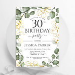 Invitation 30e anniversaire de fête Eucalyptus aquarelle<br><div class="desc">Elégante invitation botanique à la fête du 30e anniversaire. Design classique avec aquarelle peinte à la main vert eucalyptus feuillage et police de script. Invitations Zazzle imprimées ou téléchargement instantané modèle imprimable numérique. Personnalisez avec vos propres détails. Message-moi si vous avez besoin d'une personnalisation plus poussée.</div>