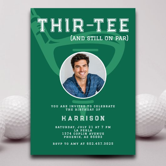 Invitation 30e anniversaire de fête Photo Modern Golf Green