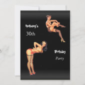 Invitation 30e anniversaire de fête Pin-up Girls (Devant)