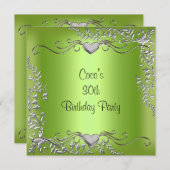 Invitation 30e anniversaire de fête Silver Lime Green (Devant / Derrière)