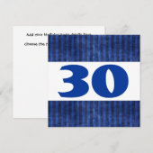 Invitation 30e anniversaire de la fête Blue Stripes Moderne W (Devant / Derrière)
