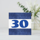Invitation 30e anniversaire de la fête Blue Stripes Moderne W (Debout devant)