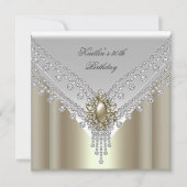 Invitation 30e anniversaire de la fête Crème blanche Pearl Di (Devant)