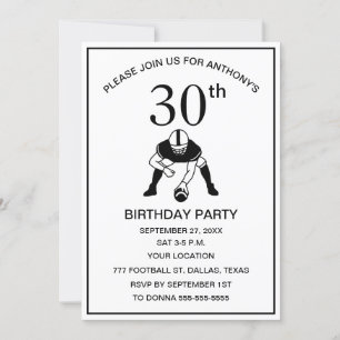 Invitation 30e Anniversaire de la fête Football Black Papa Sp