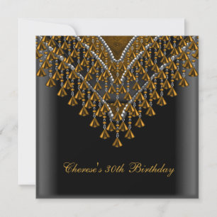 Invitation 30e Anniversaire de la fête Gold Bronze perles Noi