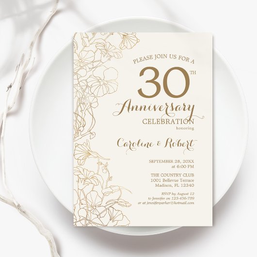 Invitation 30e anniversaire de la florale d'or d'ivoire