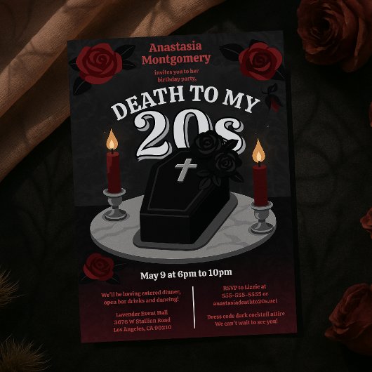 Invitation 30e anniversaire de la mort à mes 20 ans Gothique