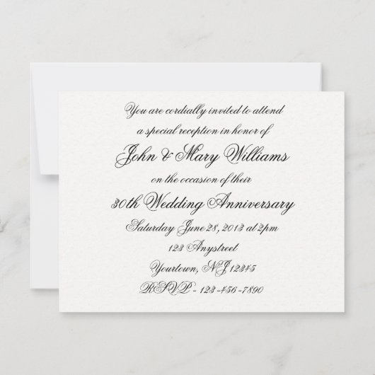 Invitation 30e anniversaire de mariage (Dos)