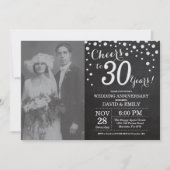 Invitation 30e Anniversaire de Mariage Ardoise Noir Argent (Devant)