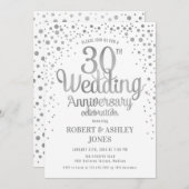 Invitation 30e anniversaire de mariage - Argent et Blanc (Devant / Derrière)