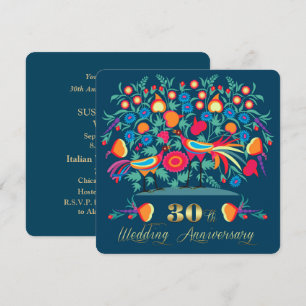 Invitation 30e Anniversaire de Mariage Art Populaire