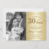 Invitation 30e anniversaire de mariage avec photo - Or (Devant)