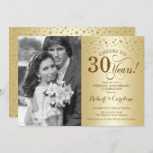 Invitation 30e anniversaire de mariage avec photo - Or (Devant / Derrière)