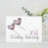Invitation 30e anniversaire de mariage ballon en forme de coe (Debout devant)