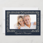Invitation 30e Anniversaire de Mariage Bleu Nuit Argent Photo (Devant)
