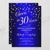 Invitation 30e anniversaire de mariage - Bleu royal et or (Devant / Derrière)