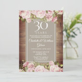 Invitation 30e Anniversaire de Mariage Bohème Rustique Roses (Debout devant)