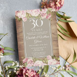 Invitation 30e anniversaire de Mariage Boho Rustic Roses<br><div class="desc">Avec des guirlandes roses sur un arrière - plan boho de panneaux de bois rustique,  cette invitation vintage anniversaire peut être personnalisée avec vos informations spéciales de célébration de 30 ans,  avec des panneaux de bois rustiques correspondants au contraire. Conçu par Thisisnotme©</div>