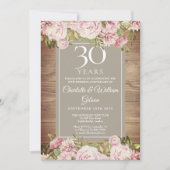 Invitation 30e anniversaire de Mariage Boho Rustic Roses (Devant)