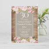 Invitation 30e anniversaire de Mariage Boho Rustic Roses (Debout devant)