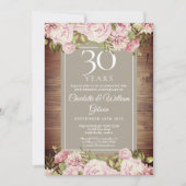 Invitation 30e anniversaire de mariage Boho Rustique Roses Fl (Devant)
