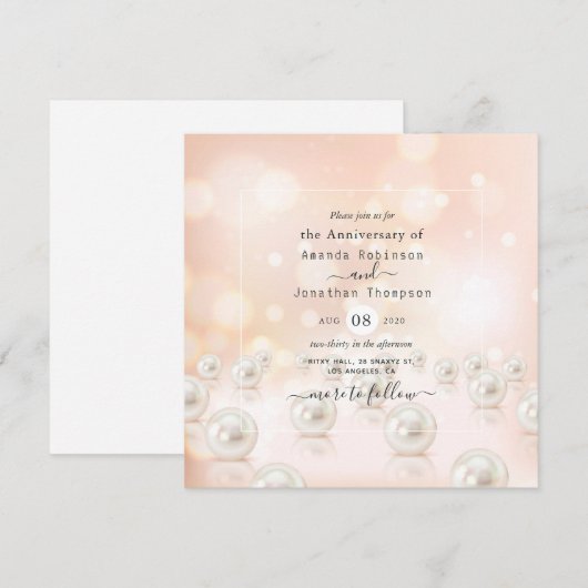 Invitation 30e anniversaire de mariage de perle (Devant / Derrière)