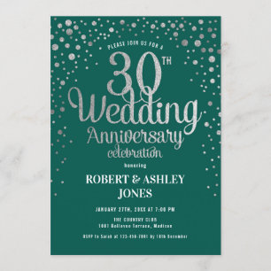 Invitation 30e anniversaire de mariage - Émeraude et Argent