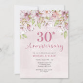 Invitation 30e anniversaire de mariage fleurs rose (Devant)