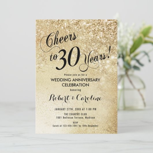 Invitation 30e anniversaire de mariage or (Debout devant)