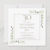 Invitation 30e anniversaire de mariage Pearl Greenery Florale (Devant)
