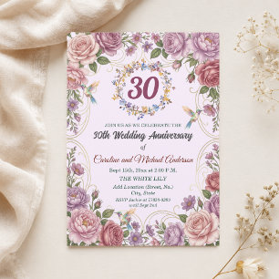 Invitation 30e anniversaire de mariage perle avec colibris
