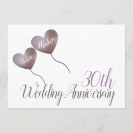 Invitation 30e anniversaire de mariage perle ballon en forme