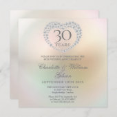 Invitation 30e anniversaire de mariage Perle Cœur Carré  (Devant / Derrière)