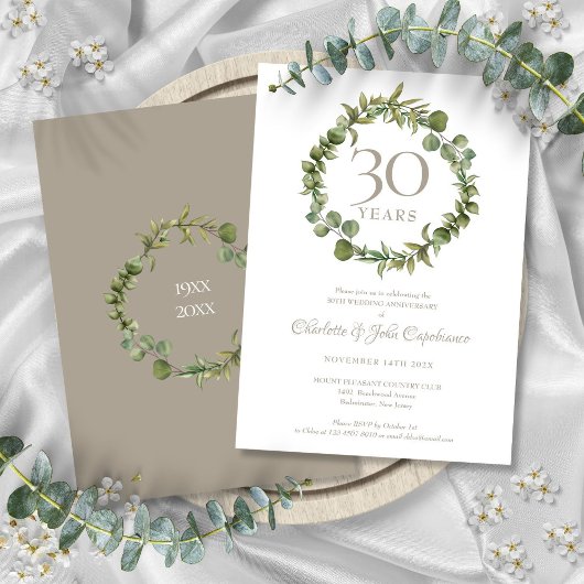 Invitation 30e anniversaire de mariage perle et verdure fores