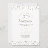 Invitation 30e Anniversaire de Mariage Perles Cœurs Confettis (Devant)