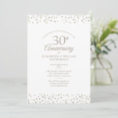 Invitation 30e Anniversaire de Mariage Perles Cœurs Confettis (Debout devant)