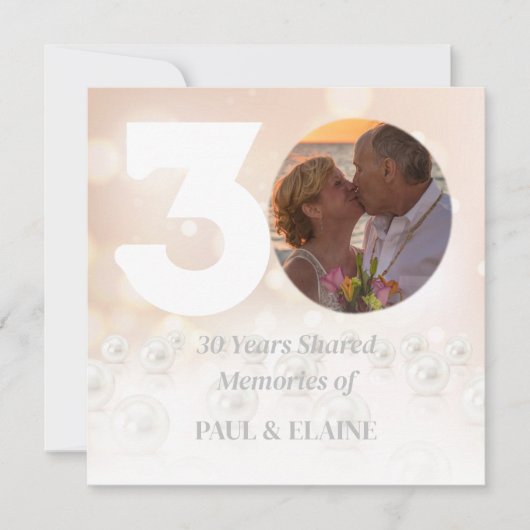 Invitation 30e Anniversaire de Mariage Photo Personnalisée Pe (Devant)