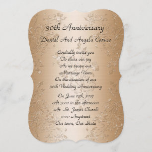 Invitation 30e anniversaire de mariage renouvellement de vœux