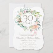 Invitation 30e Anniversaire de Mariage Roses de Perle Florale (Devant)