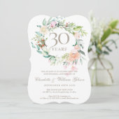 Invitation 30e Anniversaire de Mariage Roses de Perle Florale (Debout devant)