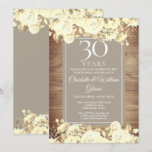 Invitation 30e anniversaire de mariage Roses rustiques