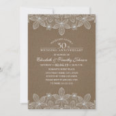 Invitation 30e anniversaire de Mariage Rustic Dark Burlap den (Devant)
