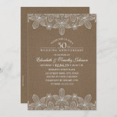 Invitation 30e anniversaire de Mariage Rustic Dark Burlap den (Devant / Derrière)