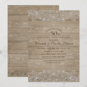 Invitation 30e anniversaire de mariage rustique bois dentelle (Devant / Derrière)