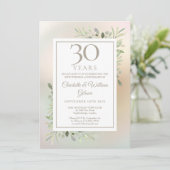 Invitation 30e Anniversaire de Mariage Verdure Florale Perle (Debout devant)
