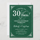 Invitation 30e anniversaire de mariage Vert émeraude Damask (Devant)