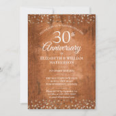 Invitation 30e Anniversaire de Perle Cœurs en Bois Rustique C (Devant)