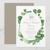 Invitation 30e anniversaire de perles Eucalyptus Boho verdure (Devant / Derrière)