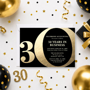 Invitation 30e anniversaire d'entreprise noir et or